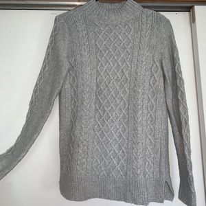 Woven Grey Classy Mock Turtleneck Sweater